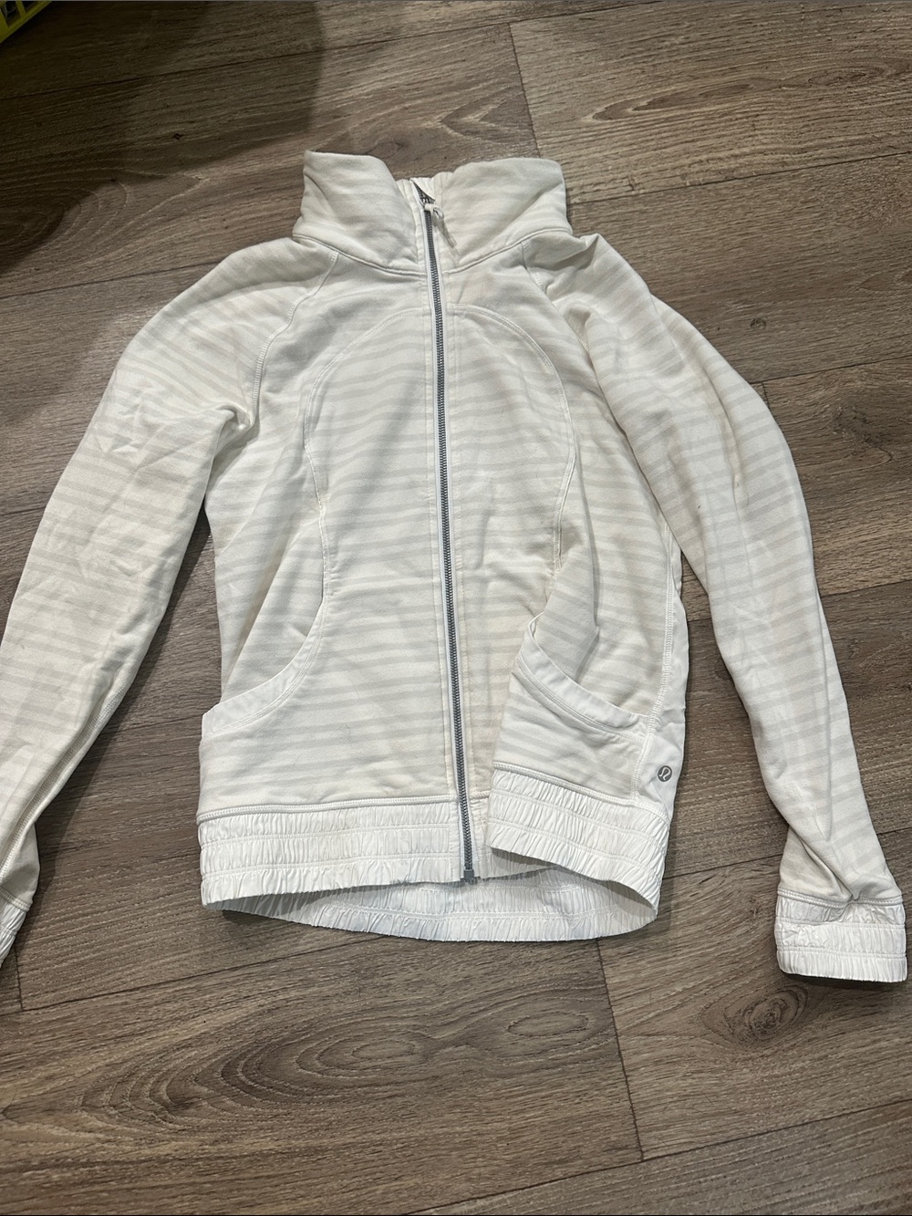 Women’s Cream Striped Zip-Up Jacket